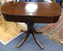 A Regency mahogany D shaped tea table, W.90cm