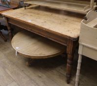 A Victorian pine kitchen table, W.151cm