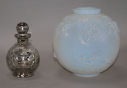 A Sabino, Paris opalescent glass vase, of spherical form, moulded with honeybees and honeycomb and a