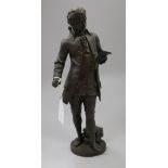 L. Pilet. A bronze of a composer, signed
