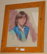 Pastel portrait of a girl, 49 x 39cm