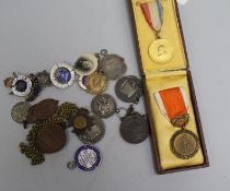 Nineteen assorted late 19th / early 20th century swimming related medallions