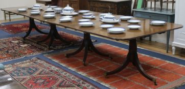 A Regency style mahogany four pillar dining table, with leaves, length 445cm, 175in, 14ft 7in.,