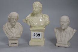 A Creamware bust and two others (Goss)
