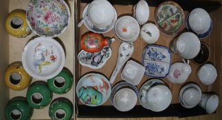 A collection of Chinese tea bowls, vases, etc.