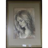 K. Blond, pastel of a lady, dated 1980, 45 x 31cm