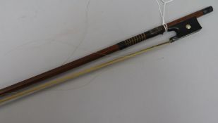 A silver mounted mahogany bow, stamped G.A. Hoyer