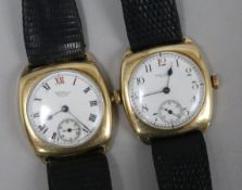 A Waltham 9ct gold gentleman's wristwatch and a similar rolled gold watch