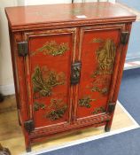 A Chinese red lacquer cabinet, H.78cm