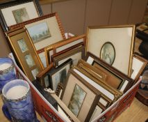 A collection of miniature Baxter framed prints, etc., largest 5 x 13cm