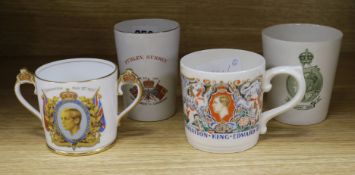 A Laura Knight commemorative mug and three other similar mugs