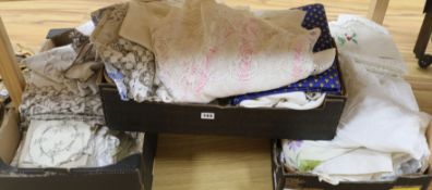 Three boxes of mixed linens