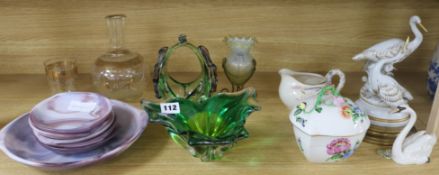 A Herend lidded pot, mixed glassware, ceramics etc