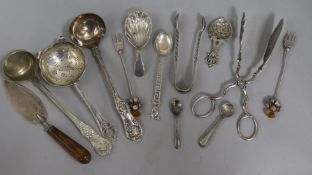 A small quantity of silver cutlery and plated items