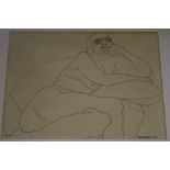 Sutherland, pencil sketch, nude, signed and dated '62, 26 x 35cm