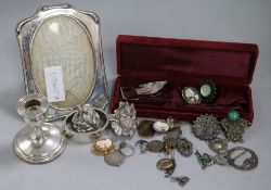 Mixed silver and costume jewellery including a Charles Horner brooch