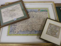 Three Continental maps, largest 38 x 50cm