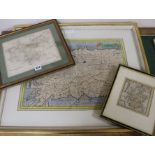 Three Continental maps, largest 38 x 50cm