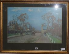 After Camille Pissaro, framed coloured print, street scene, 42 x 66cm