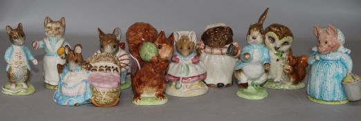 Ten Beswick Beatrix Potter figures (faults)