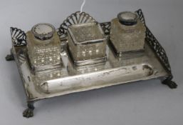 An Edwardian silver desk stand, Henry Atkins, Sheffield 1901