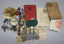 A Burmese medal, an officer's watch, etc.