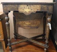 A mid Victorian inlaid walnut work table, W.60cm