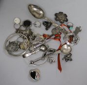 A group of silver jewellery and vertu including a RAMC brooch