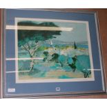 Limited edition print, Mediterranean coastal scene, signed Goriti, 52 x 63cm