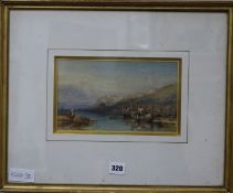 John Leighton Leitch, watercolour, "Positano in the Bay of Naples", signed, with letter from the