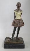 After Degas. A cold painted bronze of a ballerina