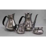 A four piece Danish plated teaset