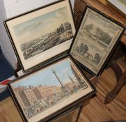 A group of assorted 18th century and later coloured engravings, including views of London