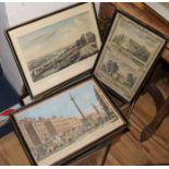 A group of assorted 18th century and later coloured engravings, including views of London