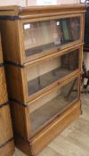 A three section bookcase, H.125cm