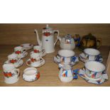 An Art Deco tea for two, a coffee set and a Doulton teapot