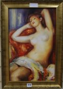 Joan Zuckerman after Revoir, oil on canvas, nude study, 46 x 29cm