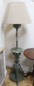 An Edwardian silvered metal adjustable lamp standard. with mid-tier, H.160cm