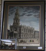 David Lockley, coloured engraving, The New Church in The Strand, London 1719, 54 x 44cm