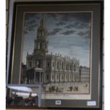 David Lockley, coloured engraving, The New Church in The Strand, London 1719, 54 x 44cm