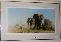 David Shepherd, print, 'The Ivory is Theirs', signed, 40 x 79cm