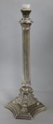 A George V silver table lamp Sheffield 1920, loaded base, 17in.