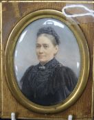 Aloys L. Eckhardt (German 1845-1906), oval miniature portrait of a lady, signed, 8.5 x 6cm