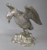 A white metal model eagle vessel and cover, 24.5cm