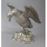 A white metal model eagle vessel and cover, 24.5cm