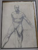 Gerard de Rose, pencil, nude study and a coloured etching, largest 36 x 26cm, unframed