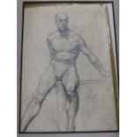 Gerard de Rose, pencil, nude study and a coloured etching, largest 36 x 26cm, unframed