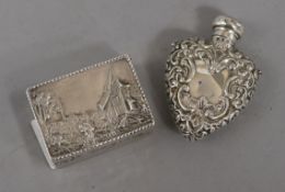A Dutch silver box and a heart shaped perfume bottle