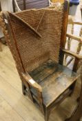 A late 19th century Orkney seagrass upholstered child's chair (a.f.)