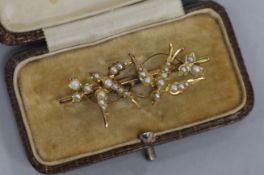 An Edwardian gold Swallows brooch, cased